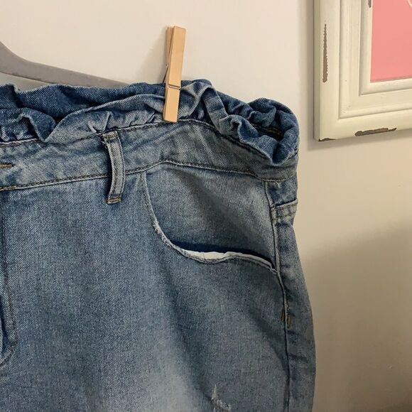Shein distressed blue Jean skirt 3xl - Picture 2 of 9